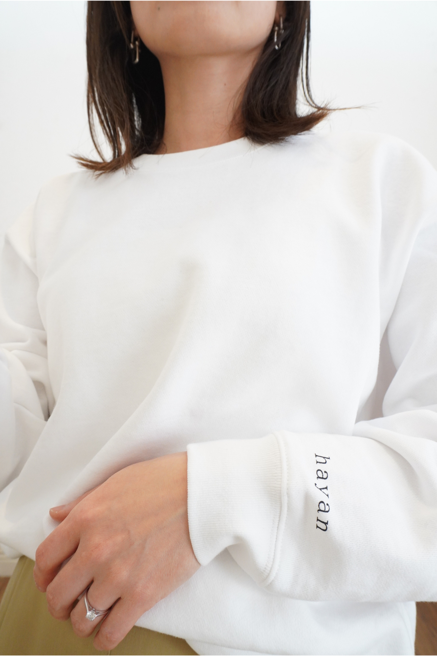 Logo print crewneck sweatshirts【WHITE】