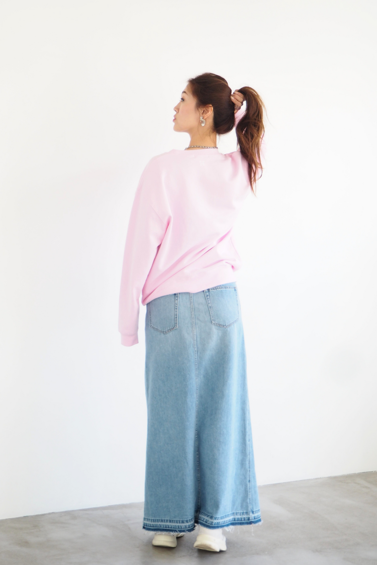 Logo print crewneck sweatshirts【PINK】