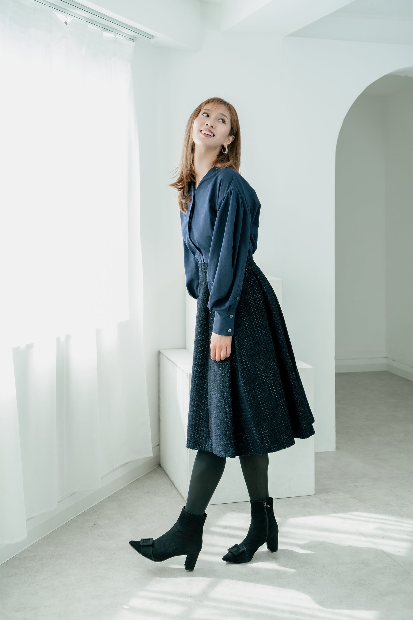 3WAY BOWTIE BLOUSE【NAVY】