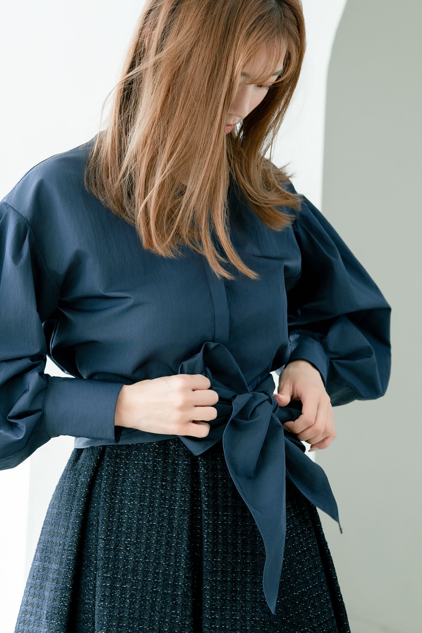 3WAY BOWTIE BLOUSE【NAVY】