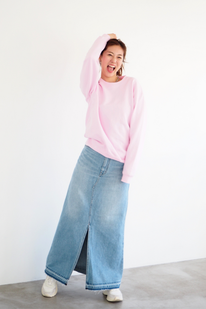 Logo print crewneck sweatshirts【PINK】