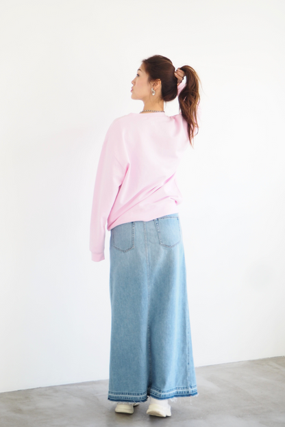 Logo print crewneck sweatshirts【PINK】